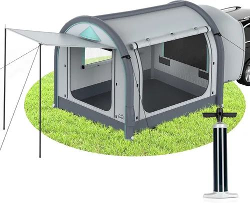 Inflatable SUV Tent for Camping, Large Quick Setup Blow Up Tents, 6-Person Tent with Detachable Car Attachment, Tents with Storage Bag &Projection