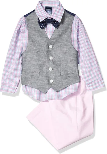 Nautica Boys' 4-Piece Set with Dress Shirt, Bowtie, Vest and Pants