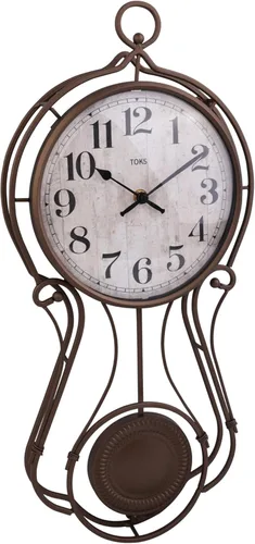 Vista 2 de Lily's Home Reloj de pared de péndulo de metal antiguo, elegante reloj regulador para sala de estar, decoración del hogar, decoración de cocina