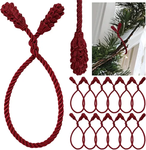 Vista 19 de Shappy - 12 piezas de ataduras decorativas de Navidad para barandillas, ataduras reutilizables y flexibles de torsión para guirnaldas, escaleras