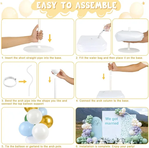 Vista 4 de Chamvis Soporte de arco de globos, kit de arco de globos ajustable de 8.2 pies y 5 pies, marco de arco de boda, soporte de arco de flores, arco