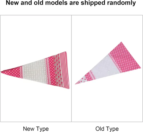 Vista 4 de FTVOGUE 50 bolsas transparentes en forma de cono para palomitas de maíz, bolsas de celofán para dulces con lazos giratorios (rosa)