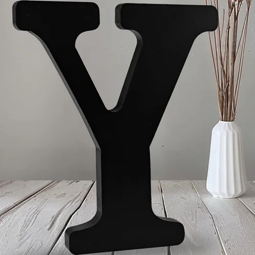 Vista 32 de AOCEAN Letras de madera negra de 12 pulgadas Letras de madera sin terminar para Halloween Letras decorativas de pie Rebanadas Tablero