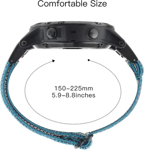 Vista 3 de Bandas elásticas de nailon ajustables compatibles con Garmin Fenix 5/Fenix 5plus/Fenix 6/Fenix 6pro/Forerunner 935, banda de repuesto transpirable