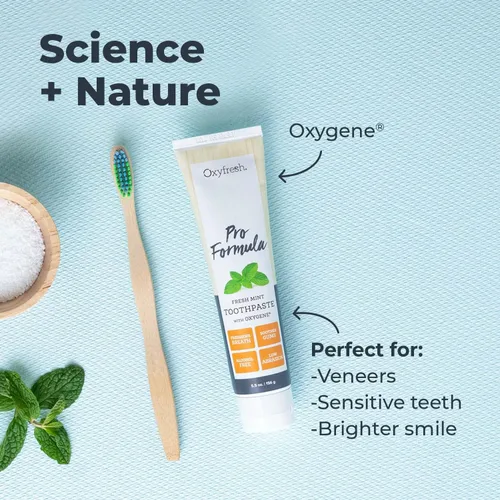 Vista 4 de Oxyfresh Pro Formula Pasta de dientes de menta fresca, suave y baja abrasión, sin flúor cosmético, para el mal aliento, dientes sensibles y encías