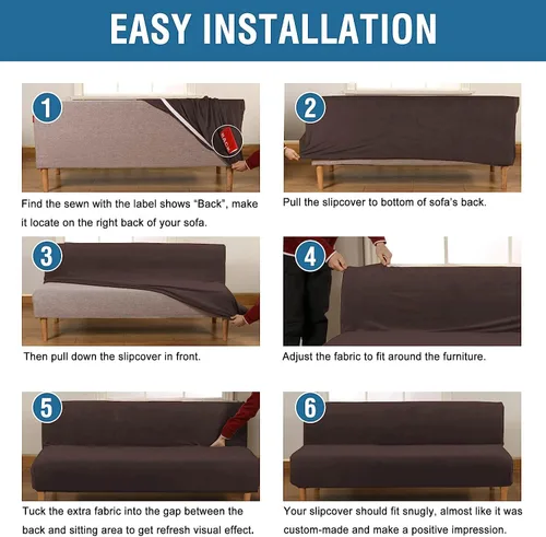 Vista 6 de H.VERSAILTEX - Funda para sofá de terciopelo real, para futón sin brazos, sofá, sofá cama, para proteger muebles, de terciopelo grueso y suave que