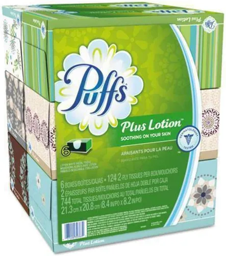Vista 2 de Procter & Gamble PGC39383 Plus Loción Facial Tissue, Blanco, 2 capas, 8 1/5x8 2/5, 124/caja, 4pk/ctn