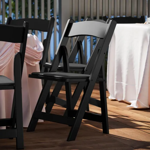 Vista 32 de HERCULES™ silla plegable de madera blanca, con asiento acolchado, Vinilo, Mahogany