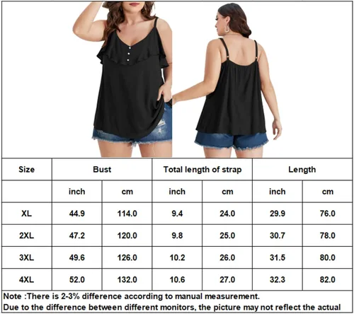Vista 7 de Eanklosco Camisetas de talla grande para mujer, con botones sólidos, ribete con volantes, estilo casual, para verano
