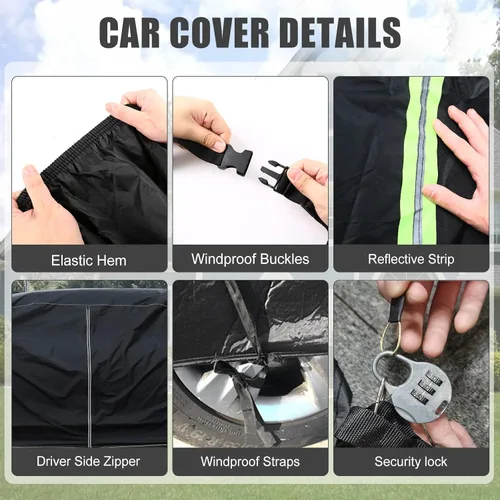 Vista 5 de Cubierta impermeable para auto compatible con Chevrolet Silverado/GMC Sierra 1500/2500/3500 Crew Cab de 6.6 pies de largo 2014-2025, cubierta