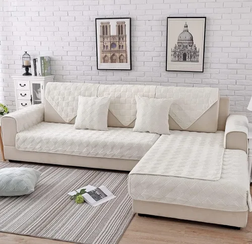 Vista 9 de vctops Funda de sofá de felpa con diamantes de terciopelo suave, funda antideslizante para sofá modular para perros, gatos y mascotas, para sofá