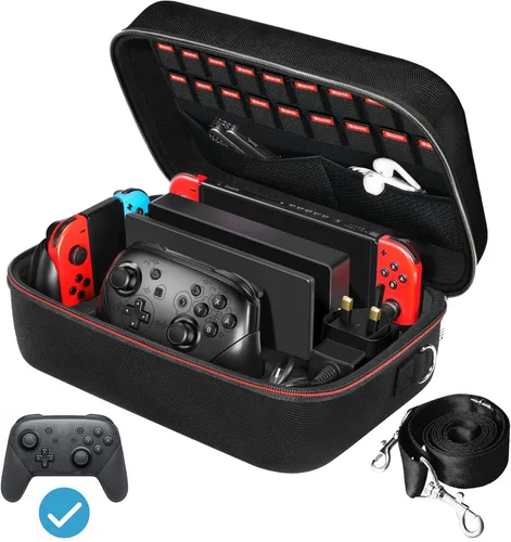 ivoler Funda de almacenamiento para Nintendo Switchpara Switch modelo OLED 2021 bolsa de mensajero duro de viaje portátil forro suave 18 juegos para