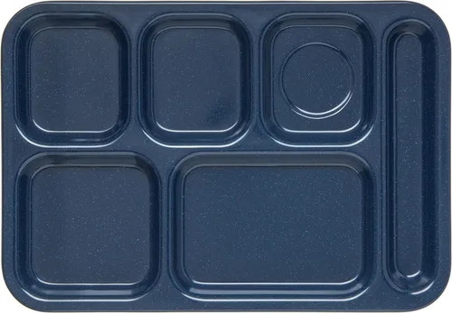 Vista 2 de Carlisle FoodService Products Bandeja de melamina con 6 compartimentos para mano derecha 14.5" x 10" - Café Blue