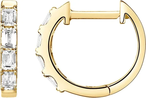 PAVOI Aretes de aro de plata de ley chapados en oro de 14 quilates con circonita cúbica para mujer