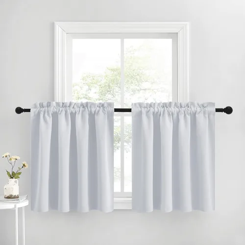 Vista 20 de NICETOWN Cortinas Opacas Cortas - Tratamiento de Ventana con Aislamiento Térmico, Niveles de Cortina Pequeños para Sala de Estar/Cocina, 2 Paneles