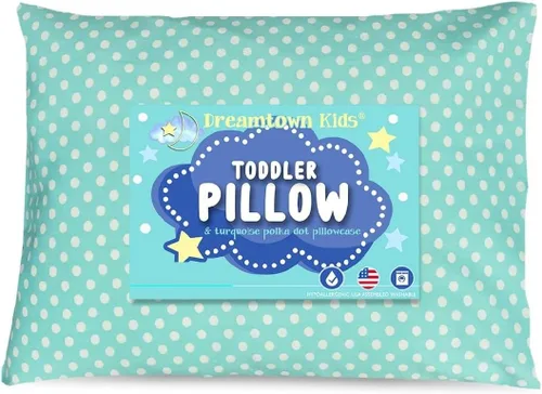 Vista 7 de Almohada y funda de almohada para niños pequeños, hipoalergénicas y fabricadas en Estados Unidos. Ideal para cuna, cama y viajes. Suave