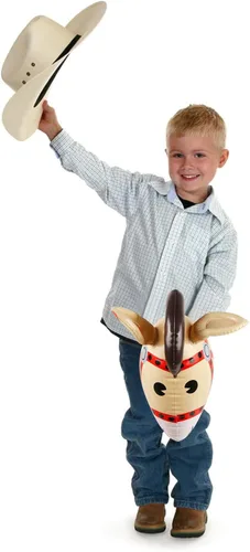 Vista 4 de EVERMARKET Caballo inflable, palo de caballo inflable con cabeza de caballo para Navidad, decoración de fiesta de cumpleaños, suministros