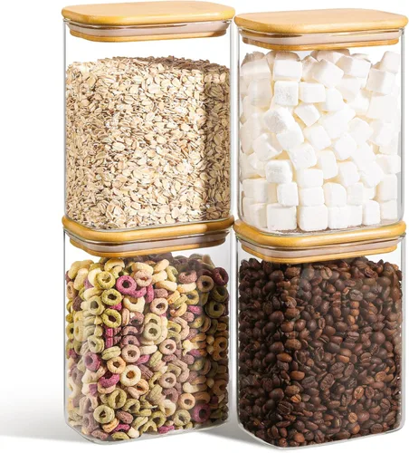 Vista 12 de ComSaf Glass Storage Containers with Lids Set of 6,Glass Pantry Storage Containers with Airtight Lid & lables for Dry Food, Snacks, Nuts, Stackable