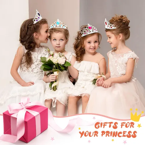 Vista 7 de Juego de 30 tiaras de corona de princesa para niñas, tiaras de plástico a granel, disfraz de fiesta, accesorios de cumpleaños para niños
