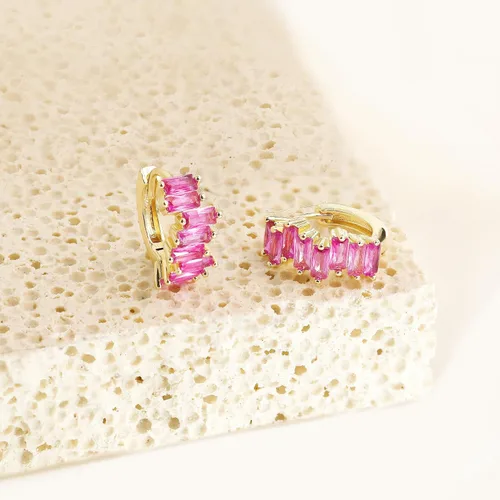 Vista 6 de Me&Hz Aretes de aro pequeños chapados en oro de 14 quilates, hipoalergénicos, con circonita cúbica, para adolescentes y niñas