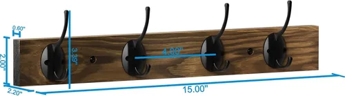 Vista 6 de Ganchos para abrigos, perchero montado en la pared, ganchos para sombreros y perchero con 4 ganchos para entrada, baño, dormitorio