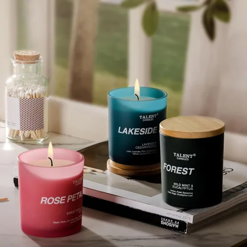 Vista 6 de Velas para el hogar, cera de soja natural, vela perfumada para aliviar el estrés y relajación, menta silvestre y eucalipto, tarro mediano, ideal