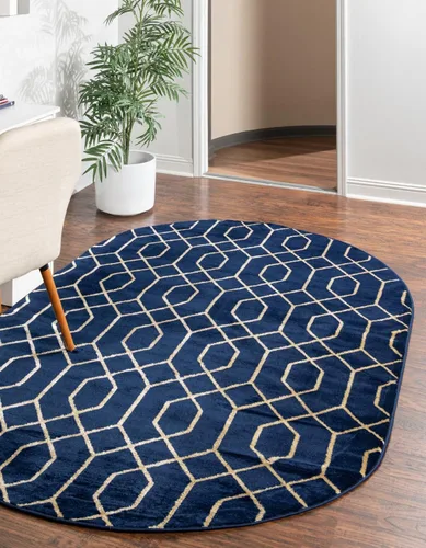 Vista 10 de Marilyn Monroe Glam Collection - Alfombra de área con diseño enrejado (2 x 3 pies, rectangular, azul marino y dorado)