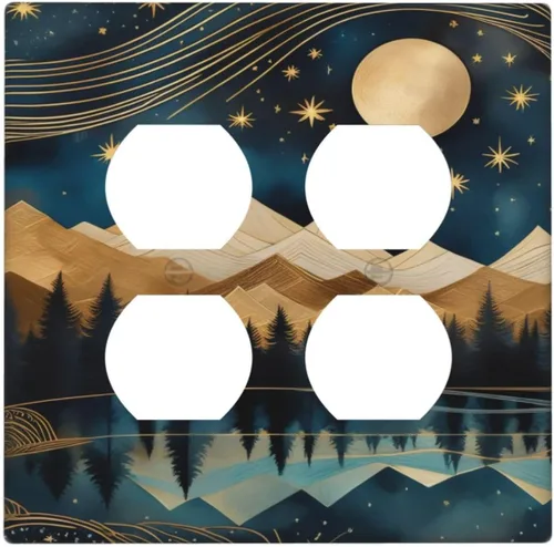 Vista 57 de William Morris Floral Boho Azul Medianoche Azul Bohemio Flor 1 Banda Dúplex Cubierta de Salida Decorativa Receptáculo Único Interruptor Eléctrico