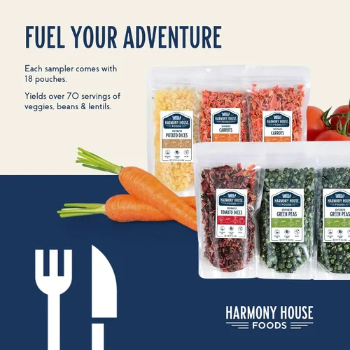Vista 2 de The Backpacking Kit - 18Ct Premium Lightweight Meals in 1 Cup Resealable Pouches by Harmony House Foods, Single Set White