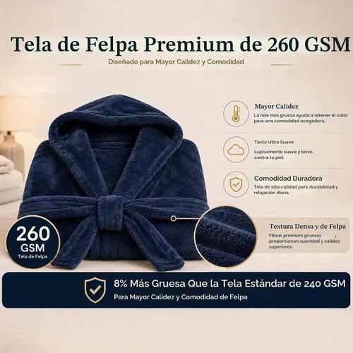 Vista 5 de U2SKIIN Bata con capucha para hombre, batas de felpa para hombre, bata de baño larga de forro polar A-gris oscuro con capucha