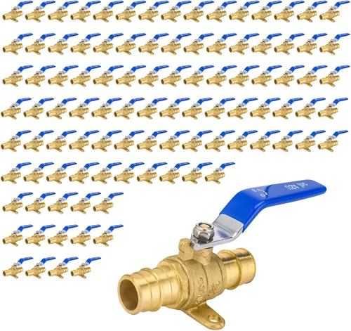 Vista 31 de Válvula de bola azul, válvula de cierre Pex A de 1/2 pulgada con oreja, válvula de bola de cierre Pex de puerto completo de latón para agua, aire