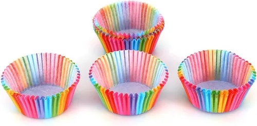 Vista 7 de Envoltorios para magdalenas, 100 unidades de arco iris brillante estándar para hornear cupcakes, papel para hornear magdalenas, cajas para pasteles