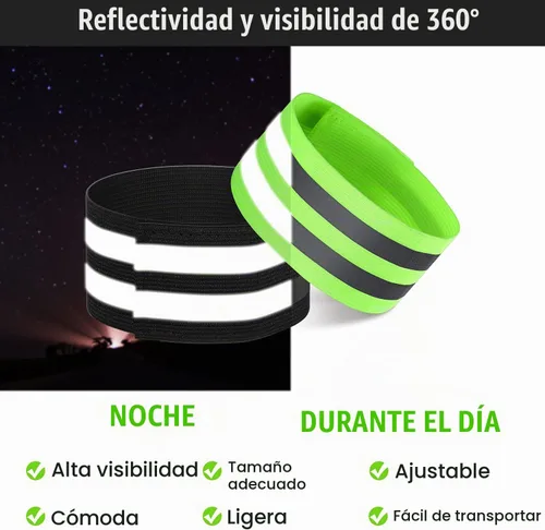 Vista 4 de 16 piezas de bandas reflectantes, bandas reflectoras para muñeca, brazo, tobillo, pierna, cintas de seguridad de equipo reflectante de alta