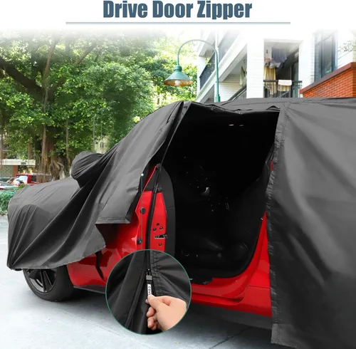 Vista 5 de X AUTOHAUX Funda impermeable de coche para Dodge Challenger SXT, GT, Hellcat, Scat Pack, SE, R/T, SRT8, T/A 2008-2023, resistente al viento