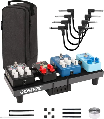Vista 14 de Ghost Fire - Soporte para pedales para guitarra, de aleación de aluminio, soporte para pedales de efectos para guitarra, con bolsa de transporte