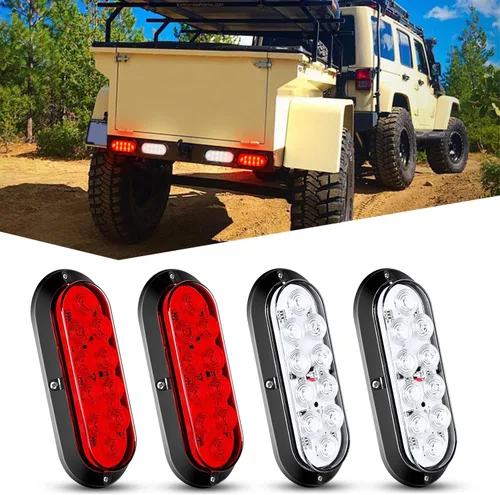 Vista 17 de Nilight Luz trasera LED ovalada blanca de 6 pulgadas, 4 unidades, 10 LED, impermeable, marcha atrás, montaje en superficie, luces para remolques