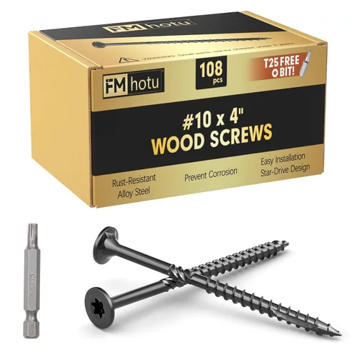 Vista 48 de #10 x 2-1/2" Tornillos para Terraza, 108 Piezas Tornillos para Madera con Cabeza Estrella, Tornillos para Madera Resistentes al Óxido para Negro