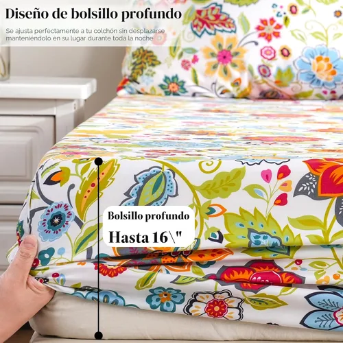 Vista 6 de Bedlifes Juego de sábanas refrescantes de 3 piezas tamaño individual con mezcla de rayón derivado de bambú, suave y transpirable, bolsillo profundo