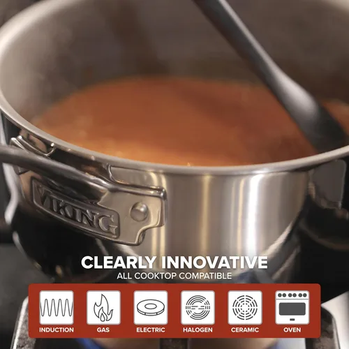 Vista 6 de Viking PureGlide Pro - Horno holandés antiadherente de 3 capas con tapa, fabricado sin PFAS, olla de inducción de 6 cuartos de galón, superficie