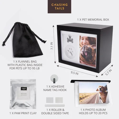 Vista 2 de Chasing Tails Urnas para mascotas para perros, urnas para cenizas de perro, adecuadas para todas las mascotas, incluye kit de huellas de patas