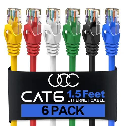 Vista 14 de Ultra Clarity Cables Cable Ethernet CAT 6 (1.5 pies) LAN, UTP (1.6 ft) CAT6, RJ45, red, parche, cable de Internet, paquete de 10 unidades (1,5 pies)