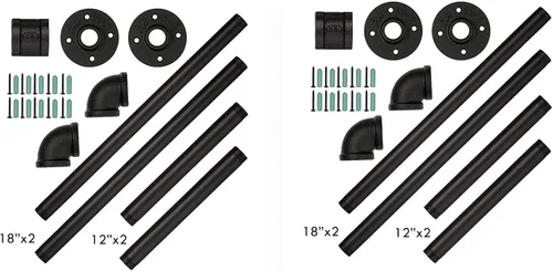 Vista 2 de SERENITA Perchero industrial para ropa de tubería de 37.0 pulgadas, juego de 2. Barras de barra para colgar ropa de tubería de hierro negro