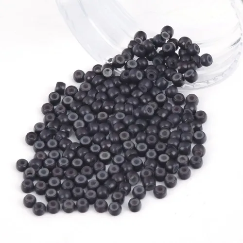 Vista 36 de Vlasy 100 Piezas Cuentas de Nano Anillo con Forro de Silicona para Extensiones de Cabello Humano con Nano Anillo 5 Colores Opcionales (Negro)