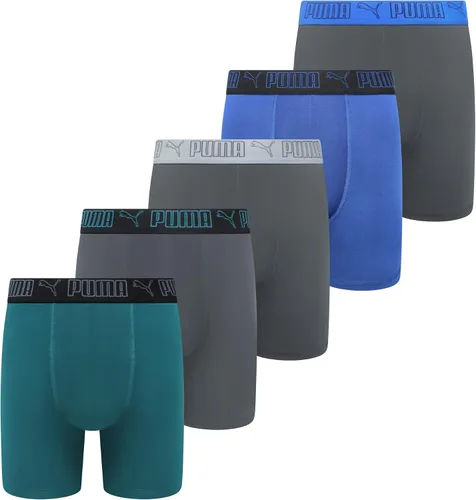 Vista 18 de PUMA Paquete de 5 calzoncillos tipo bóxer Performance para hombre Oliva/Azul/Negro