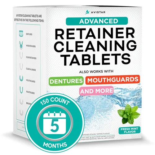 Vista 8 de Tabletas limpiadoras de retención y protector bucal, tabletas limpiadoras de retenedores de sabor menta y limpiador Invisalign. Tabletas de limpieza