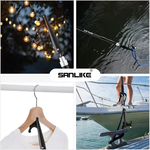 Vista 4 de SAN LIKE Boat Hooks for Docking Telescoping Extension Pole Hook with Luminous Bead, Lightweight Floating, Non-Slip Rubber Handle, Durable &
