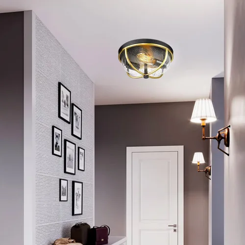 Vista 5 de Lámpara de Techo de Montaje Empotrado, Lámparas de Techo para Pasillo de Montaje en Techo, Iluminación Moderna de Cocina con Vidrio Granulado, Luces
