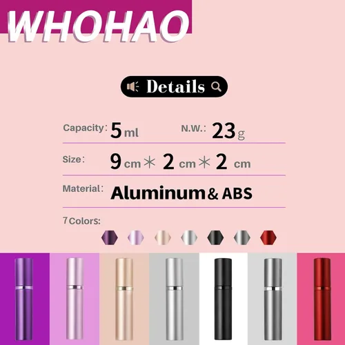 Vista 7 de Botella atomizadora de perfume (0.2 fl oz), mini atomizador de perfume portátil recargable para viajes, bomba a prueba de fugas, atomizador