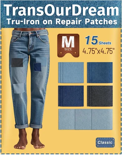 Vista 11 de TransOurDream Tru-Parches para planchar para jeans, 20 piezas (3 x 4-1/4 pulgadas, talla S), parche de reparación para ropa, parches de mezclilla