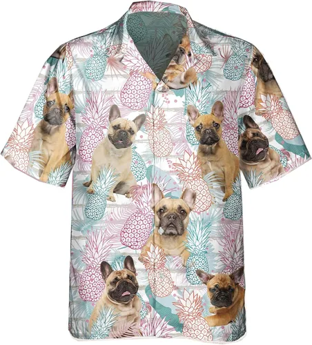 Camisas hawaianas para hombre amante de los perros, camisas hawaianas de manga corta para hombre con botones tropicales, serie 325
